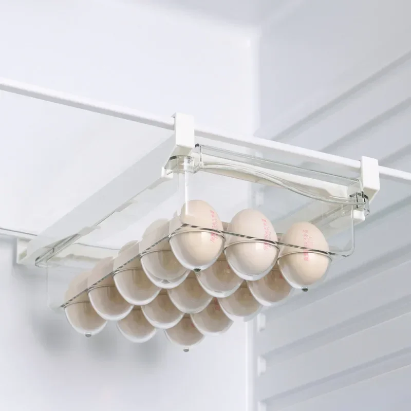 Drawer Type Food Storage Box for Refrigerator Clear Fruit Organizer Rack Holder Under Shelf Slide Plastic Kitchen Container