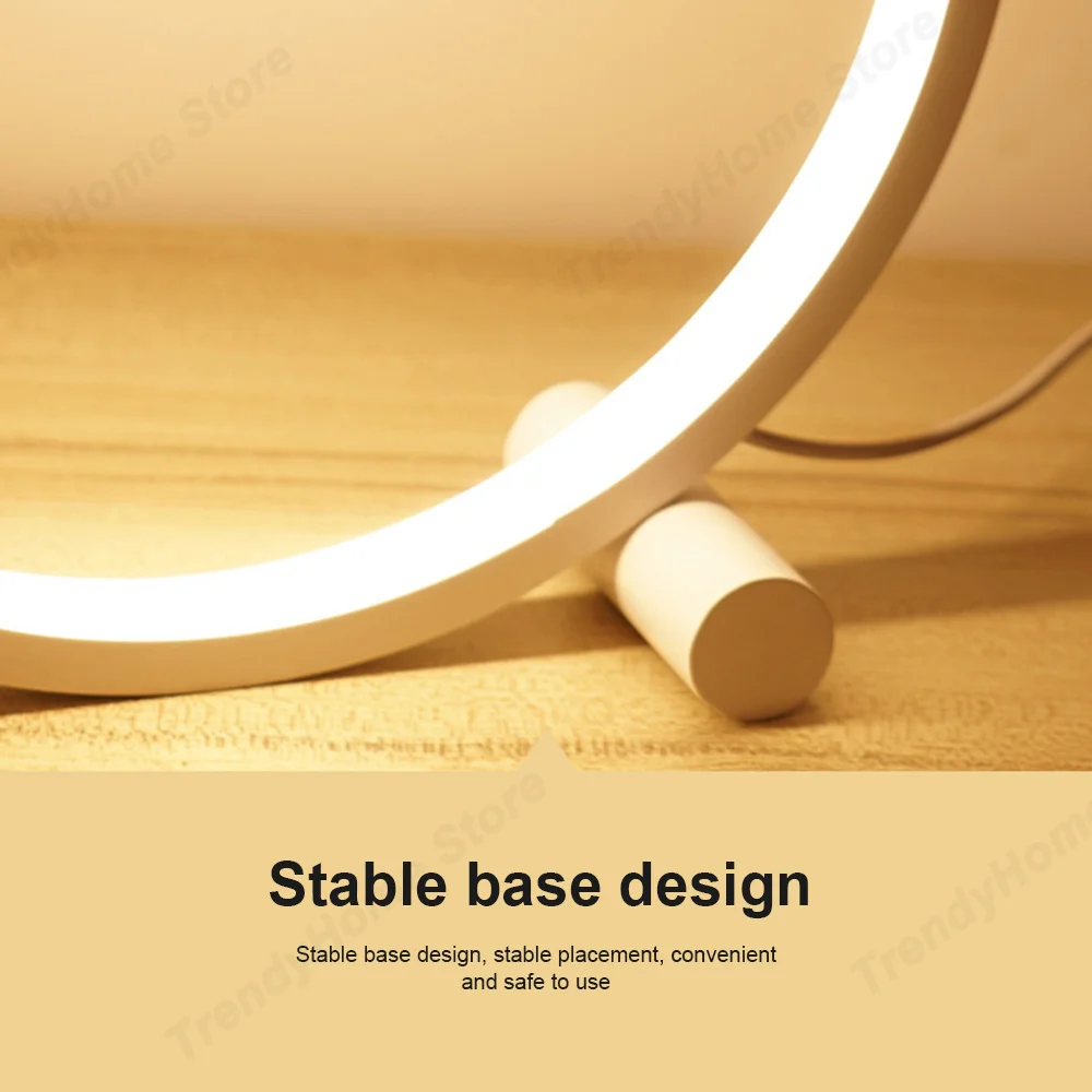 25CM LED Simple Circular Ring Table Lamp Bedroom Bedside Living Room Restaurant Hotel Decorative Lamp Dimmable Round Night Light images - 6