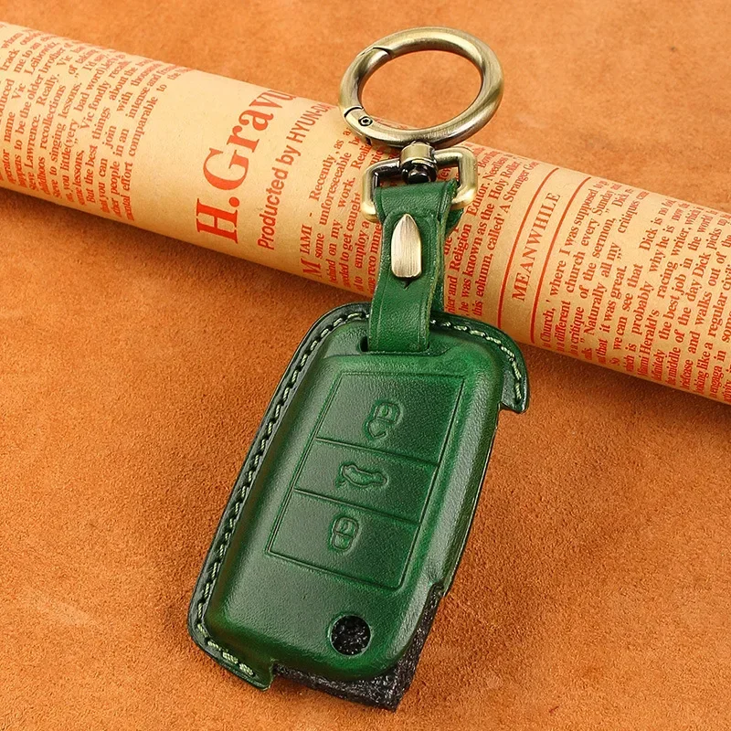 Leather Car Key Case Cover Protection Keychain for Volkswagen Tiguan Golf 7polo Magotan Sagitar Lavida Tayron Accessories