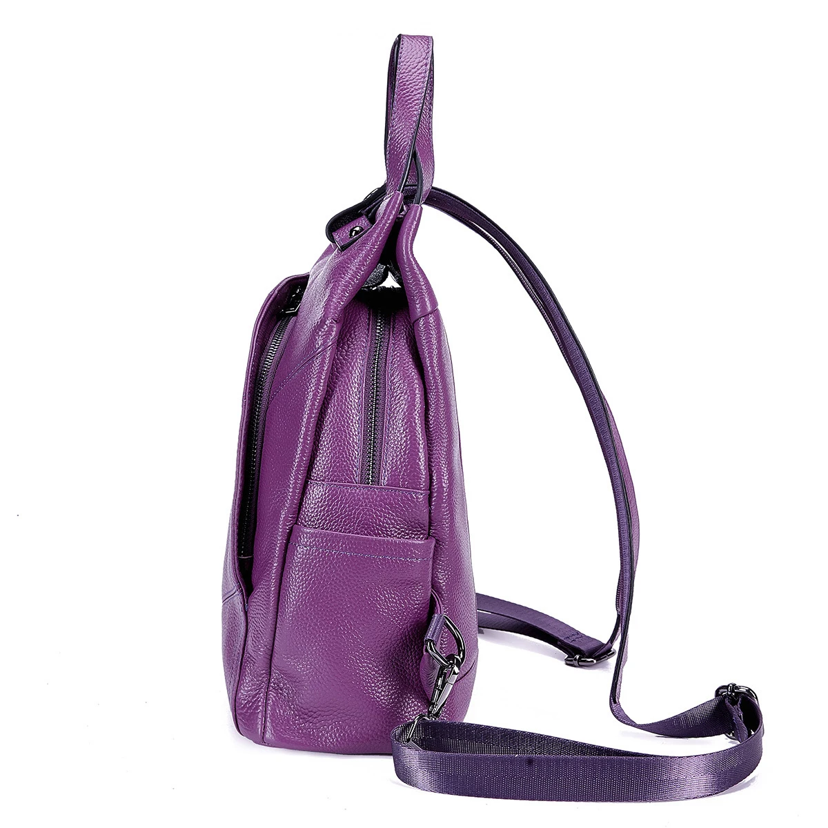 YUECIMIE-Mochila de piel auténtica para mujer, morral escolar de piel auténtica, moradas, de hombro, para adolescentes