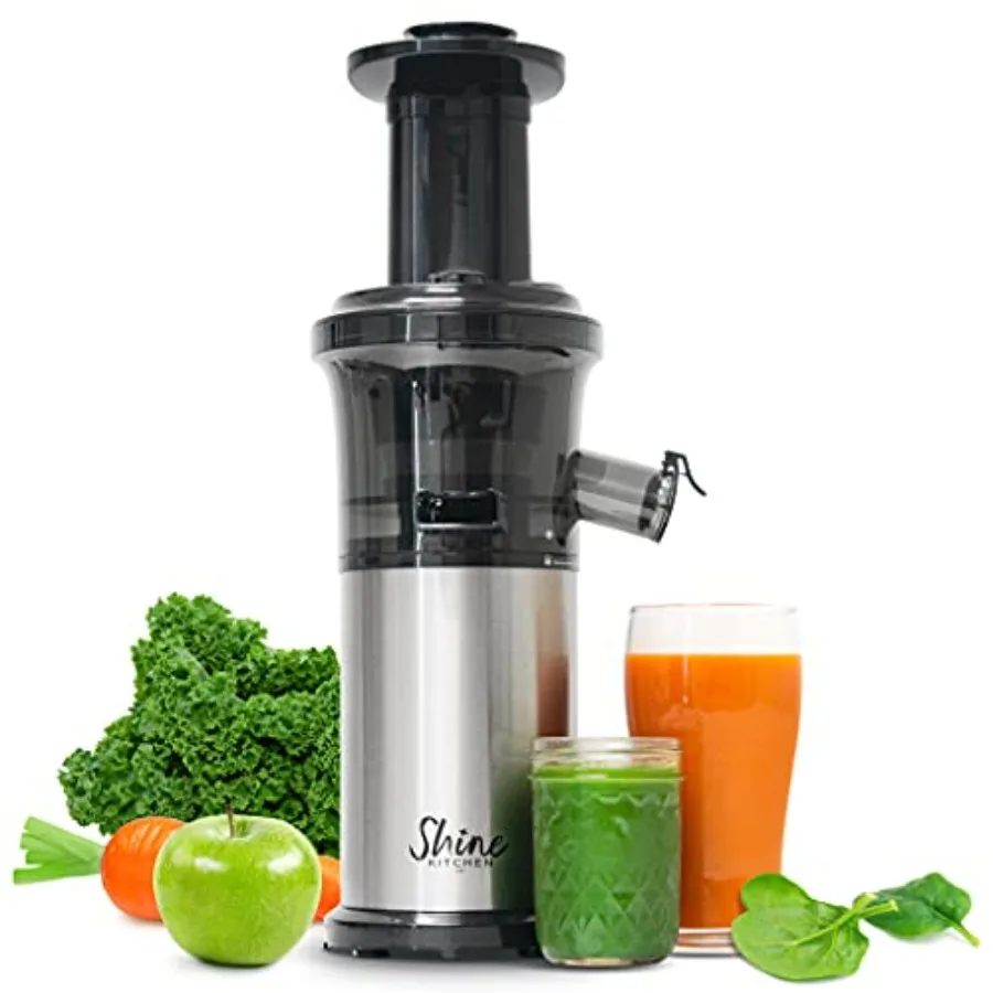 

Kitchen Co SJV-107-A Cold Press Slow Masticating Juicer for home use stainless steel body silver color quiet operation and high