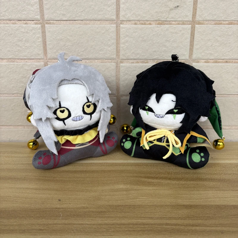 

Latest 12cm Sitting Style With Real Bell Circus Anime Harlequin Pierrot Plush Toy Game Freak Character Bag Keychain Plushie Doll