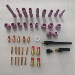 Kit de piezas TIG de 43 piezas, boquilla de lente de Gas, cuerpo de pinza compatible con soplete de soldadura SR WP17/18/26