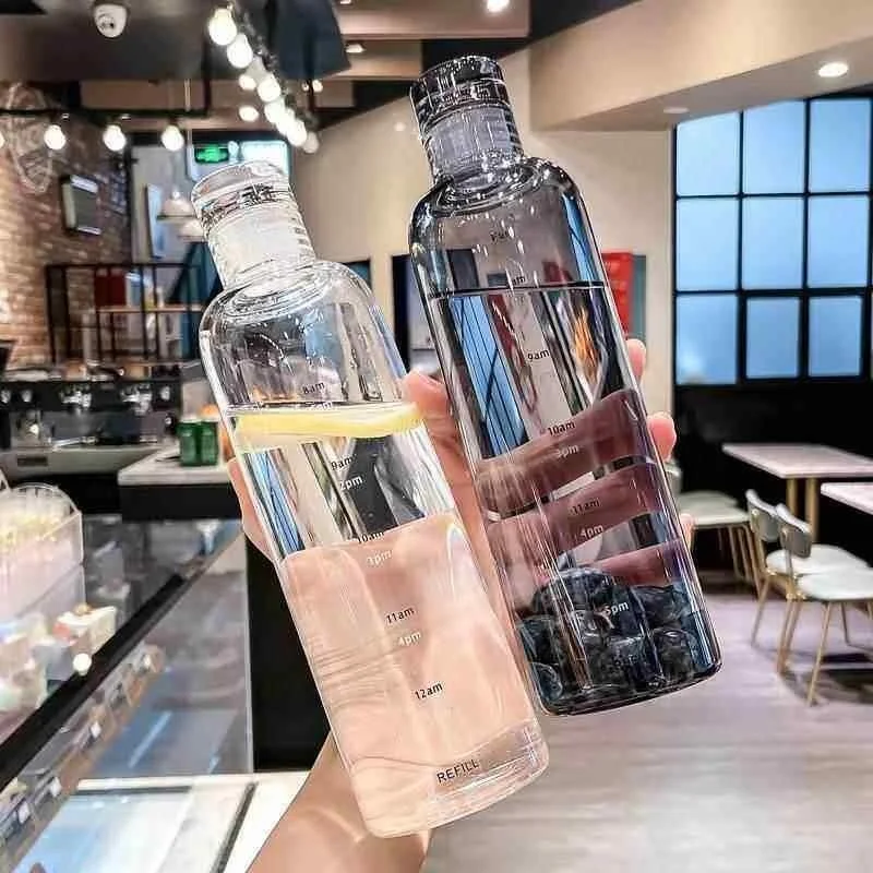 Portable Plastic Water Bottle Office Popular Straw Clip on Water Cup High Aesthetic Value Simple Design Transparent Imitation...