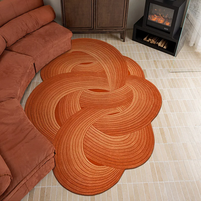 

French special-shaped irregular orange carpet living room high-end sofa coffee table blanket bedroom bedside plain floor mat