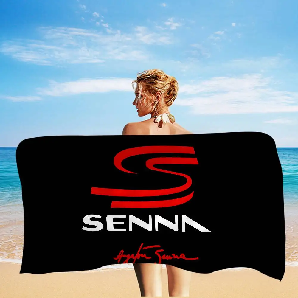 Ayrton Senna Logo Beach Towel Colorful Bath Towels for Girl Microfiber Quick Dry Custom Sand Free Beach Yoga Spa Gym Pool