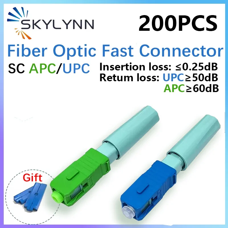 

SC Fibre Optic Quick Connector New Cold Plug Tool Singlemode SC UPC APC Fibre Optic Quick Connector FTTH Tool 200PCS