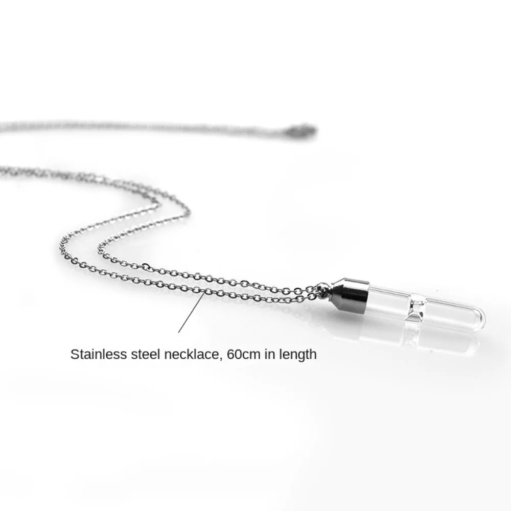 حامل رماد قلادة زجاجة زجاجية مع سلسلة قارورة عطر قابلة للتعبئة قلادة تذكارية من الزجاج الشفاف