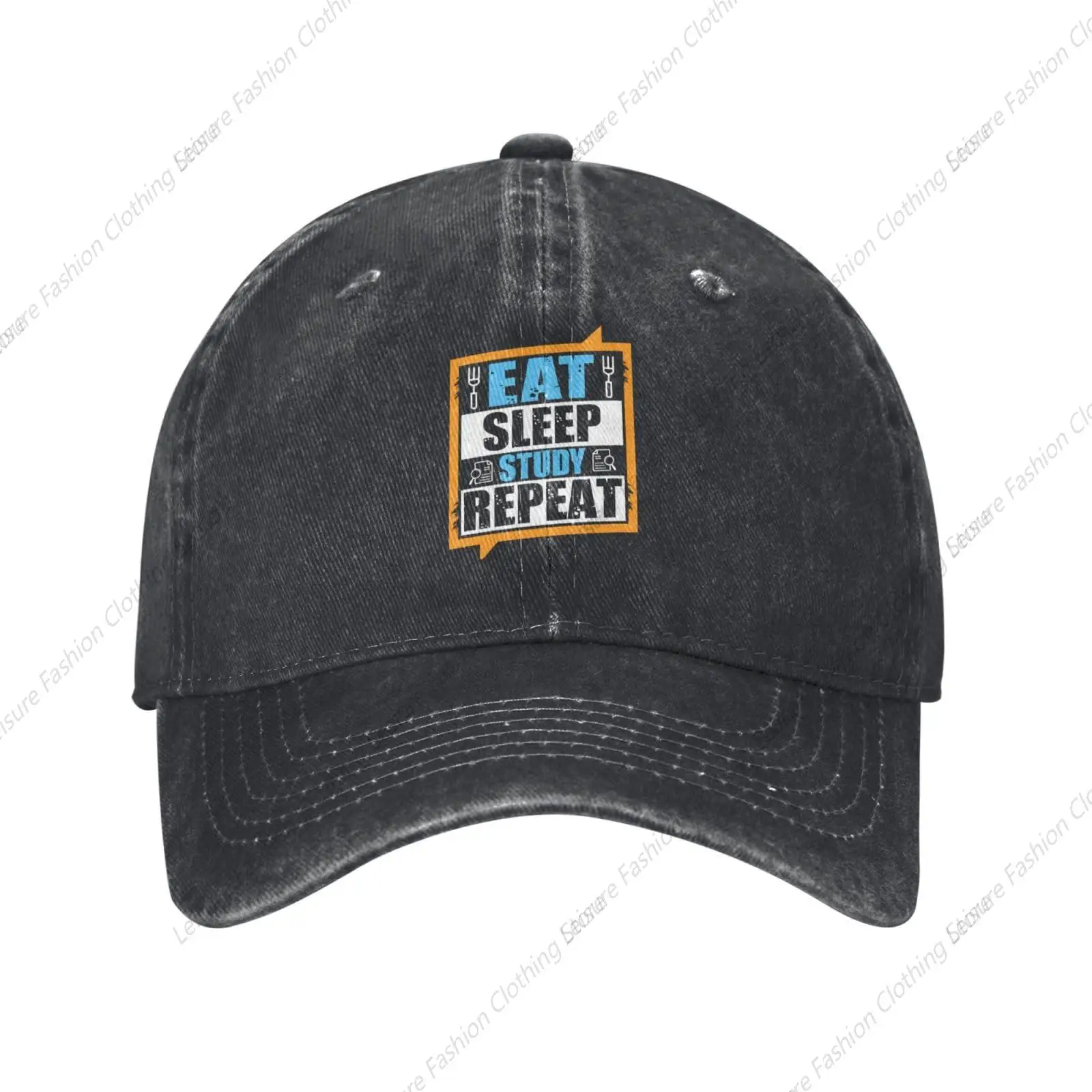 Eat Sleep Study Repeat Baseball Cap for Men Women Vintage Trucker Hat Golf Hats Dad Caps