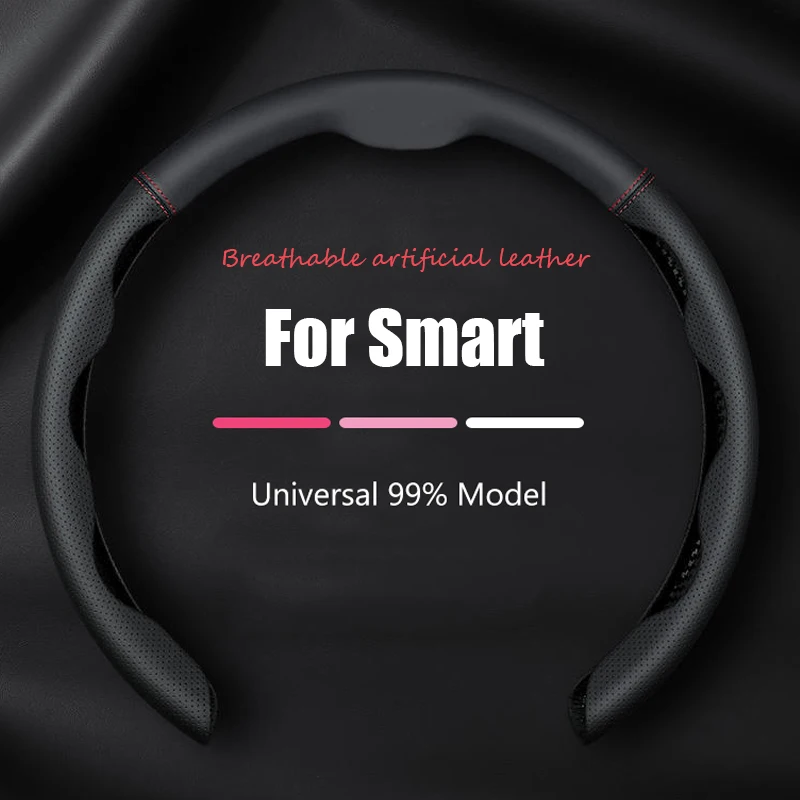 

Premium Leather Car Steering Wheel Cover For Smart fortwo forfour hashtag 1 hashtag 3 5 Non-slip Booster Protective Covers