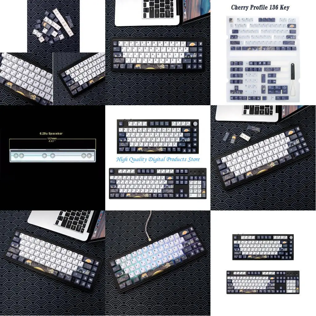 

U2JE PBT Dye-Sub Keycaps 130pcs Cherry-Profile Chinese Keycap for Mechanical