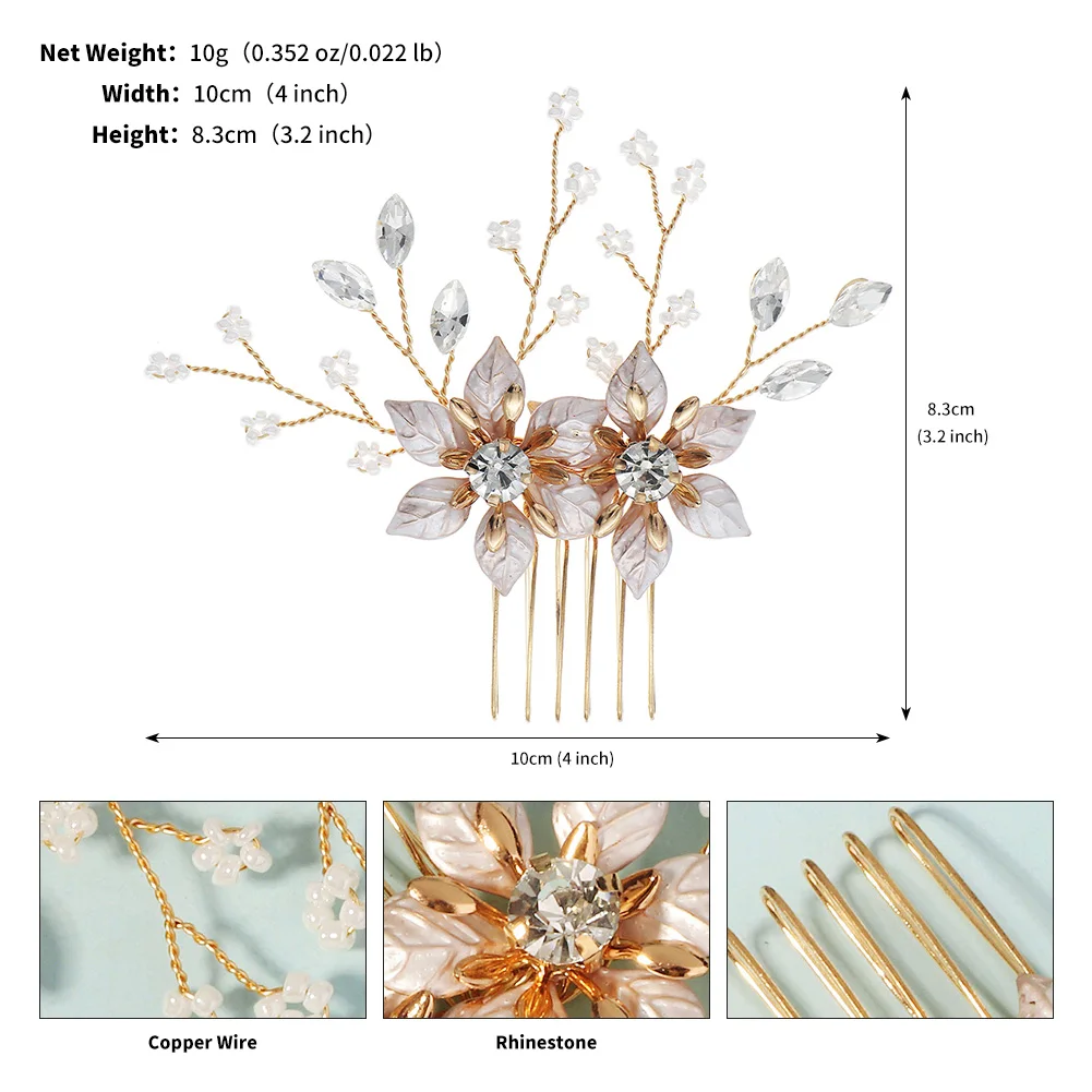 Efily золотистый сплав гребень для волос со стразами Модная медная проволока ручной работы заколка для волос головной убор Свадебные украшения Аксессуары