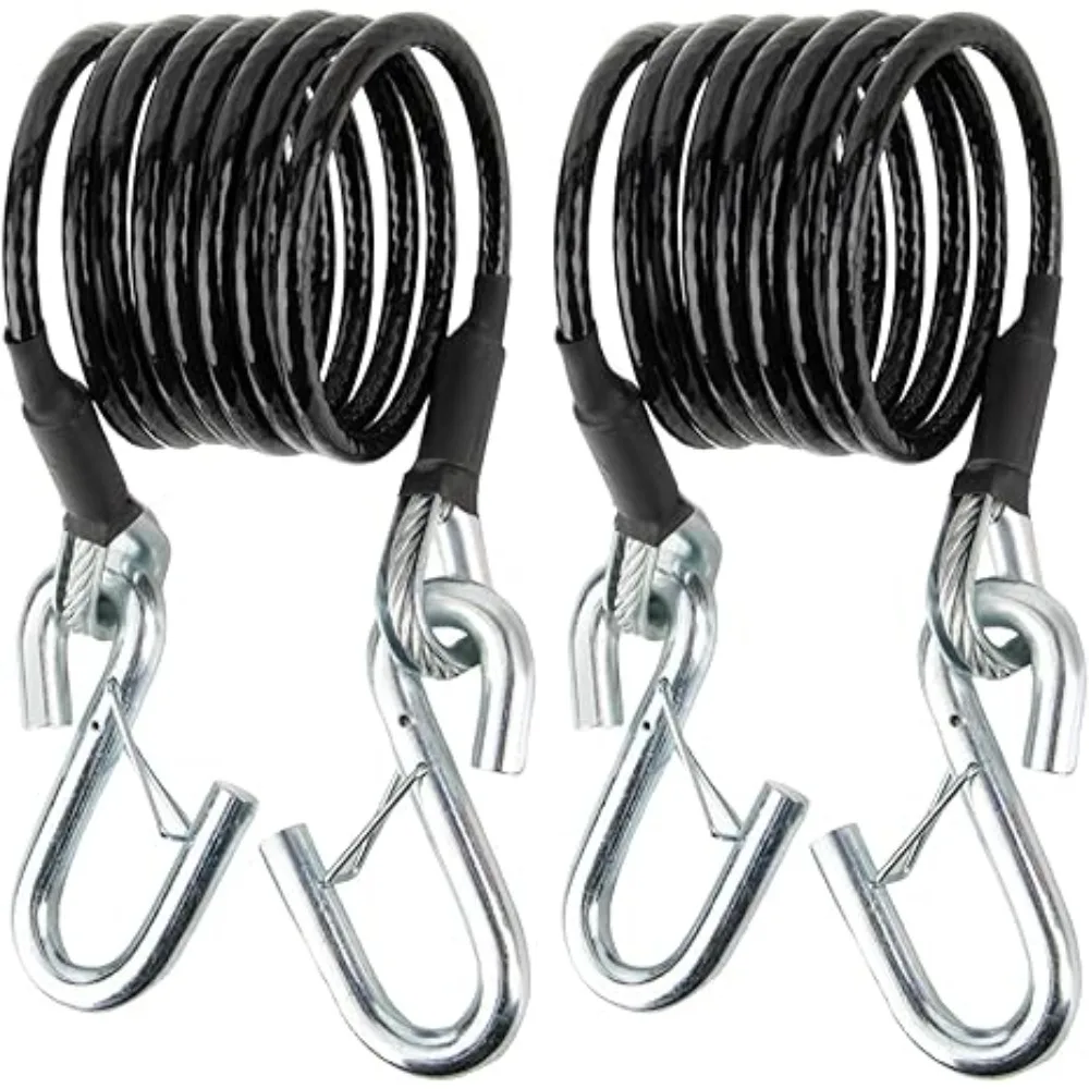 

2 PCS Safety Cable Kit Replace BX88196 for RV Class III Trailer Safety Cables with S-Hooks Coiled Cable 7FT 7500lbs