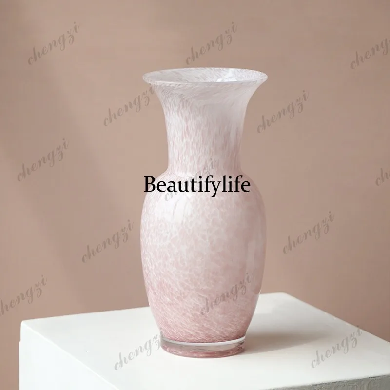 New Chinese glass vase ornament, living room flower arrangement utensils, dining table decoration art, good-looking