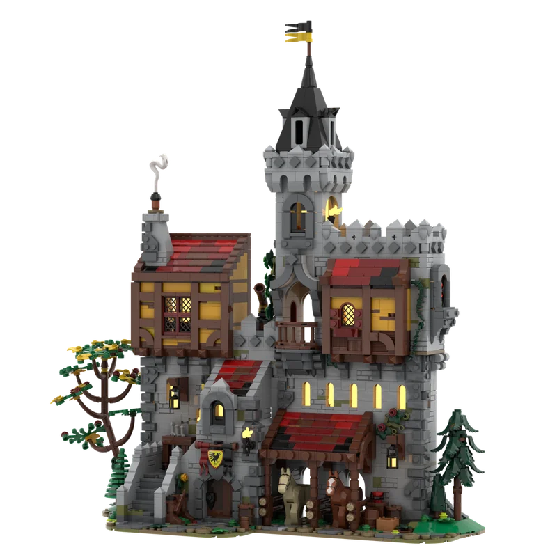 Brandneue MOC mittelalterliche Architektur Krähe Herrschburg Bausteine Erwachsene Geburtstagsgeschenk Kinder Weihnachtsspielzeug Geschenk