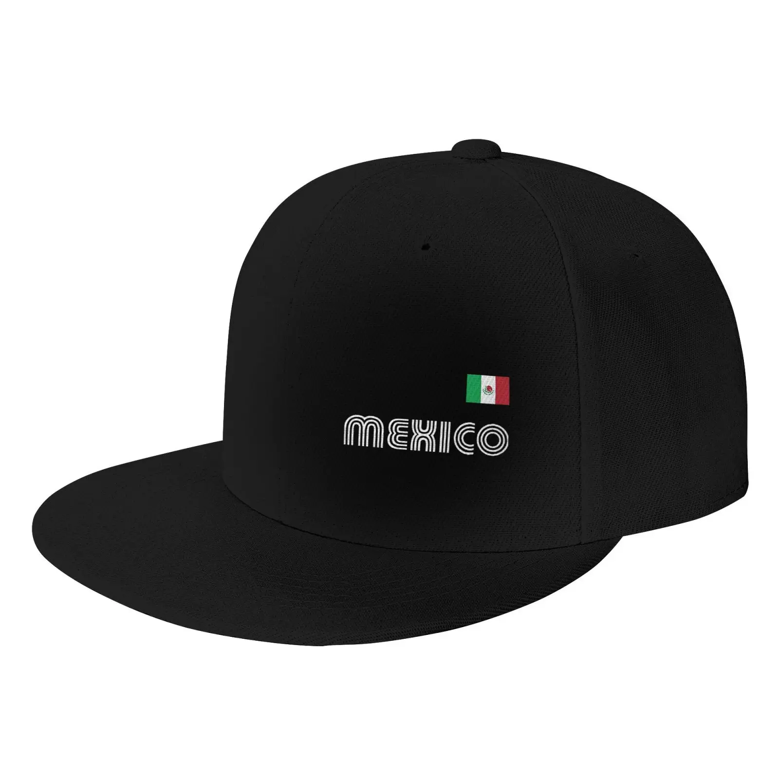 Mexico Flag Print Snapback Cap One Size Hip Hop Flat Brim Hat Unisex Casual Sun Hat for Men Women
