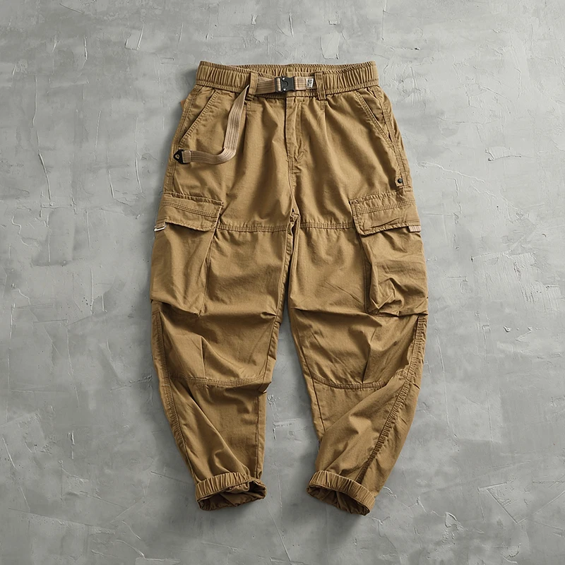 Men's Corset Casual Pants Loose 3D Vertical Cut Retro Military Style Outdoor Scratch Resistant Multi-pocket Cargo Pants
