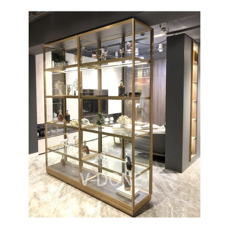 

Customize.LED Transparent Glass Display Cabinet Living Room or Mobile Shop Elegant Collectible Showcase Shelf