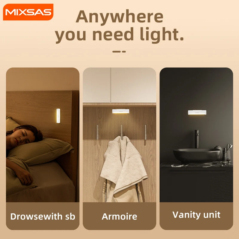 MIXASA Portable Car LED Touch Light 3-Color Home Hanging Reading Lamp Wireless Handheld Light Interior Illumination for Camping