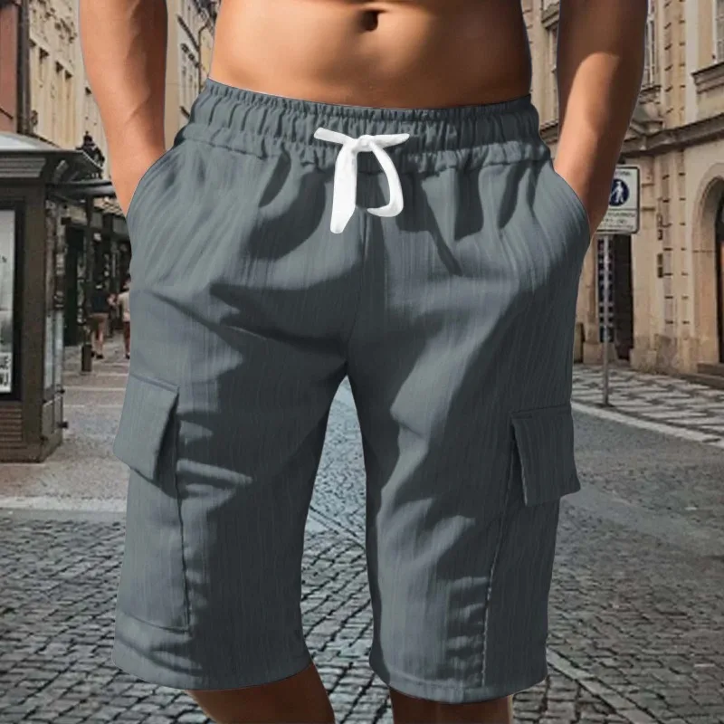 Men's Summer Casual 5-Inch Cargo Shorts Multi-Pocket Loose Fit Outdoor Sports Beach Comfort Elastic Waist