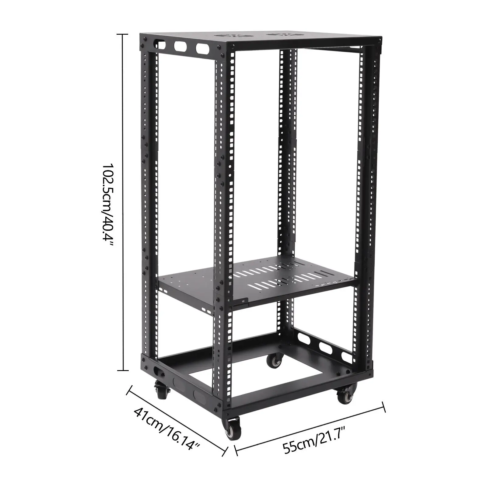 18U 18,5" Rack per server di rete a telaio aperto a 4 montanti 55*41*102,5 cm Partizione regolabile 0-80 cm/0-31,5 pollici