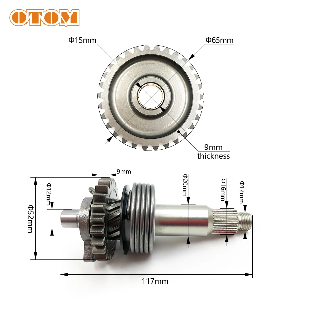 OTOM Kick Starter Shaft Gear Assembly For YAMAHA DT230 LONCIN MT250 2-Stroke Engine Parts Driven Axle Idler Pinion Transmission