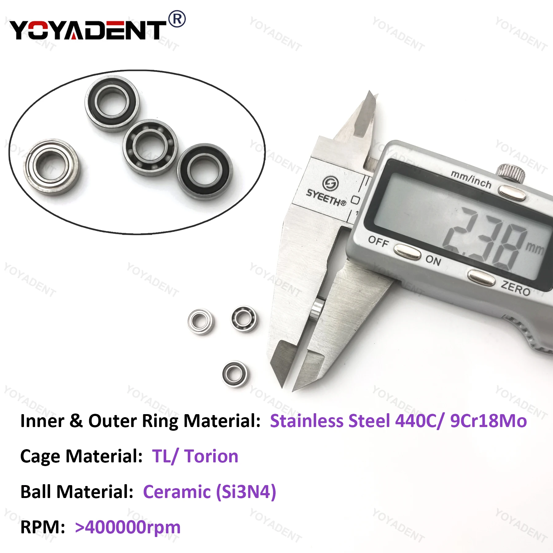 YOYADENT Dental Bearings General Purpose Bearings 5Pcs For KAVO NSK Sirona 2.38mm/2.78mm Stepped Ceramic Bearings Dental Tools