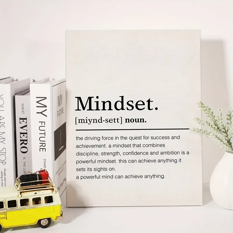 CANVAS INCLUDE FRAME 1pc No Framed Mindset Definition Canvas Wall Art Motivational Mindset Quote Canvas Print Painting Office