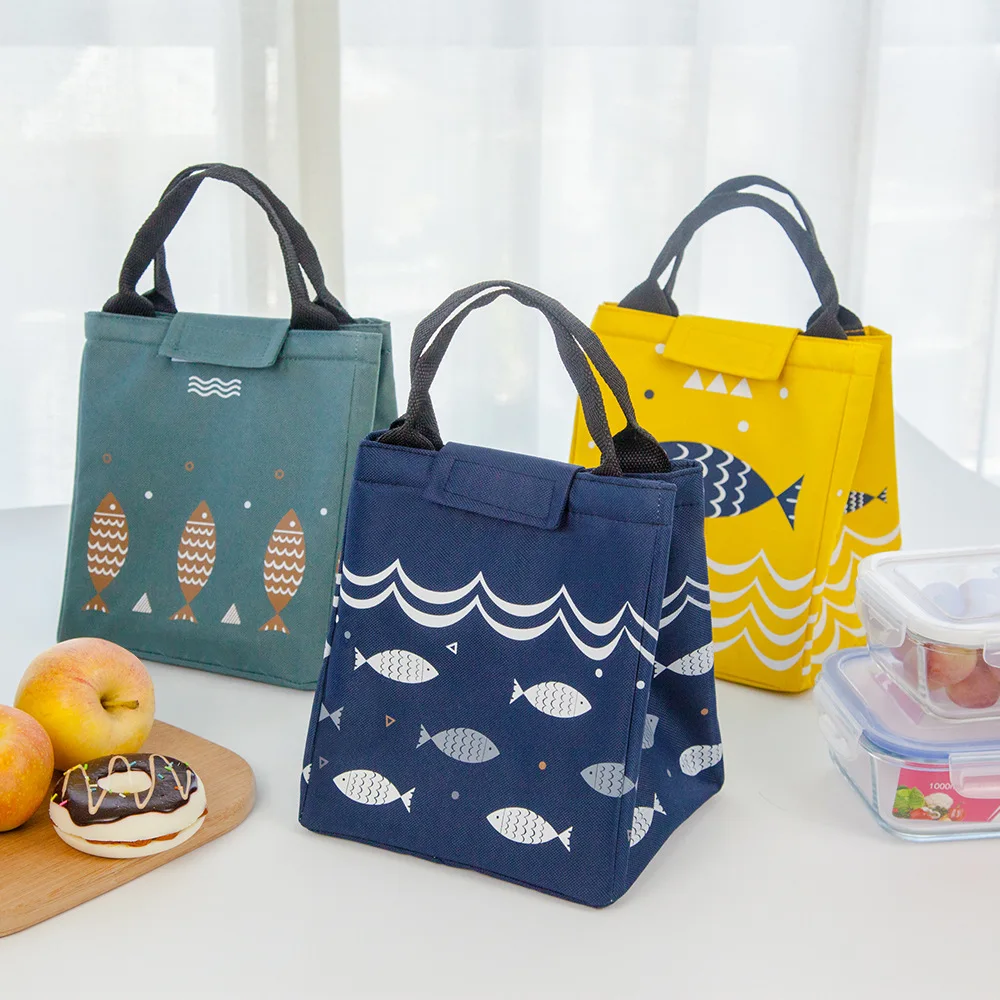 Verdickte Handheld Bento Box Tasche Isolierte Frische Konservierung Lunch Box Tasche Fisch Freude Himmel Thermische Tasche Tragbare Lebensmittel Träger