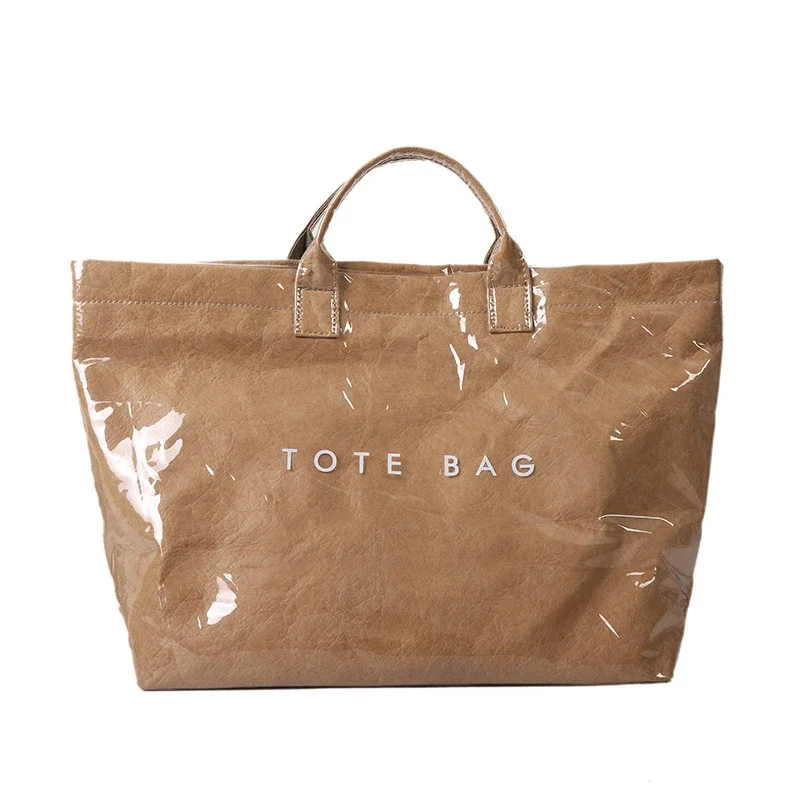 Dupont Letter Design PVC-Einkaufstasche, vielseitige bunte Handtasche, minimalistische, langlebige Einkaufstasche, große Kapazität, Reisetasche für Damen – Detail 3