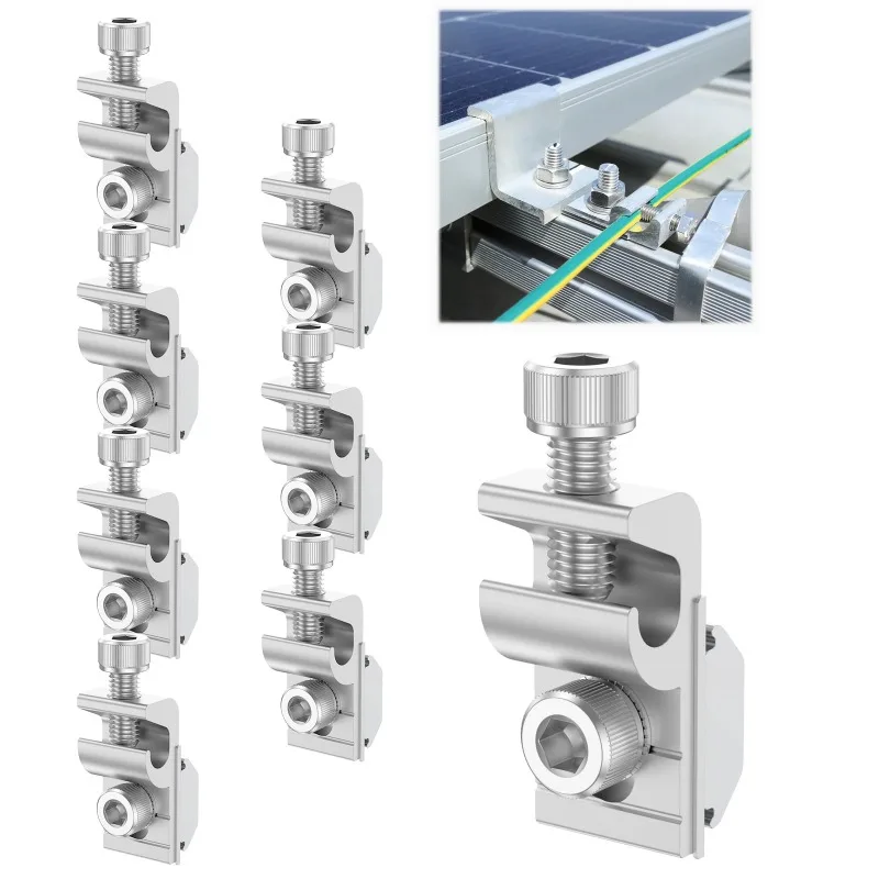 

8Pcs Solar Module Grounding Clamp Aluminium Photovoltaic Module Grounding Clamp PV module Grounding bolt for Solar Panel
