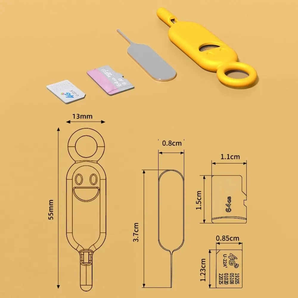 Pin de aguja de extracción de tarjeta SIM 2 en 1, accesorios antipérdida para teléfono móvil, estuche de almacenamiento de tarjetas SIM con soporte Protector, llavero