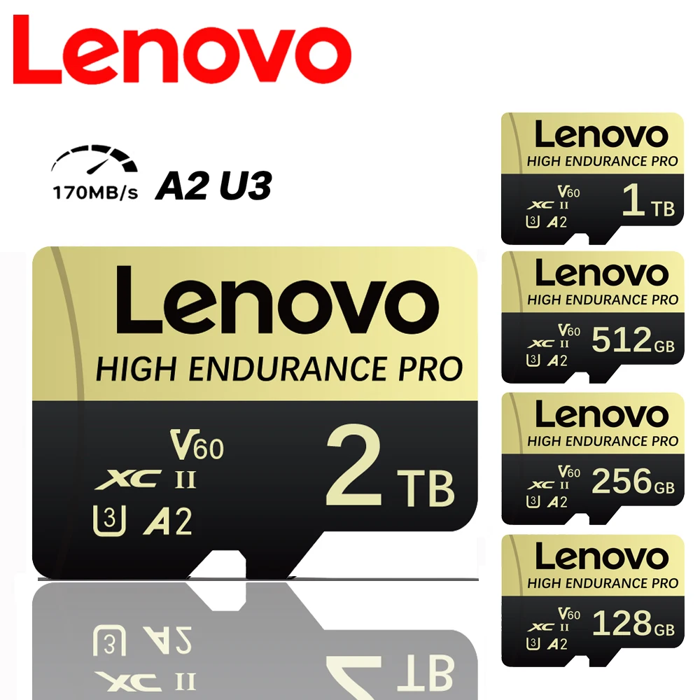 Lenovo Original 2TB Micro TF SD Card 128GB Memory Card Class10 U3 512GB 1TB High Speed Mini SD Card for Phone Camera Car DV SLR