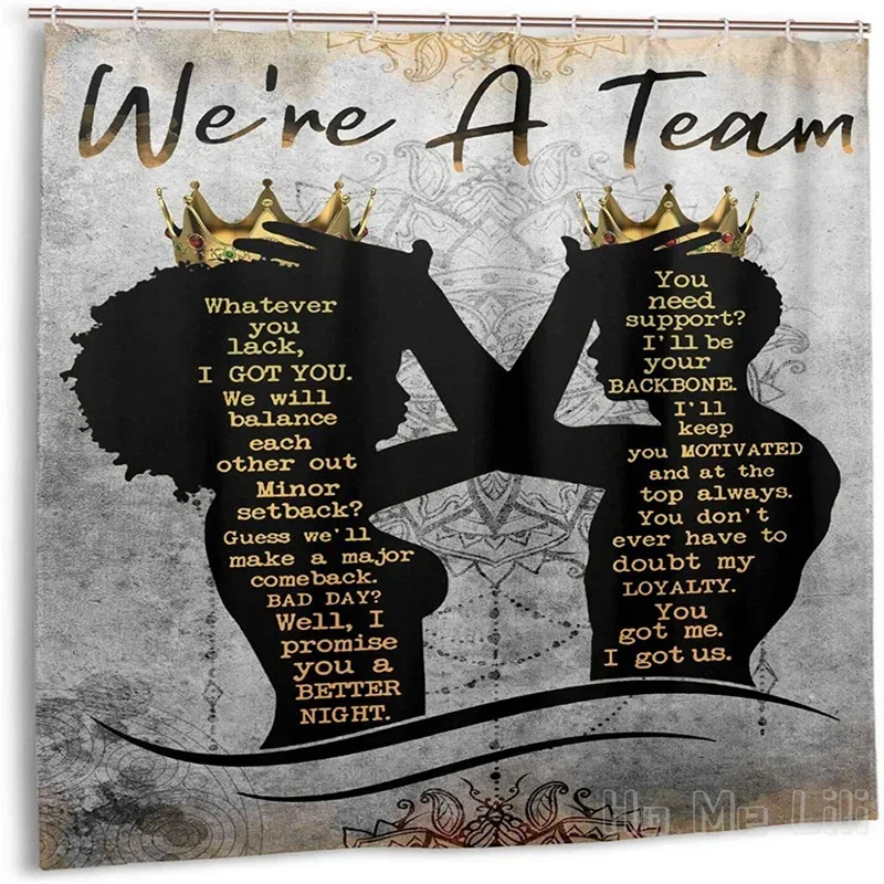 African American Black King And Queen Inspirational Quotes By Ho Me Lili Shower Curtain Waterproof With Hooks For Bathroom Decor