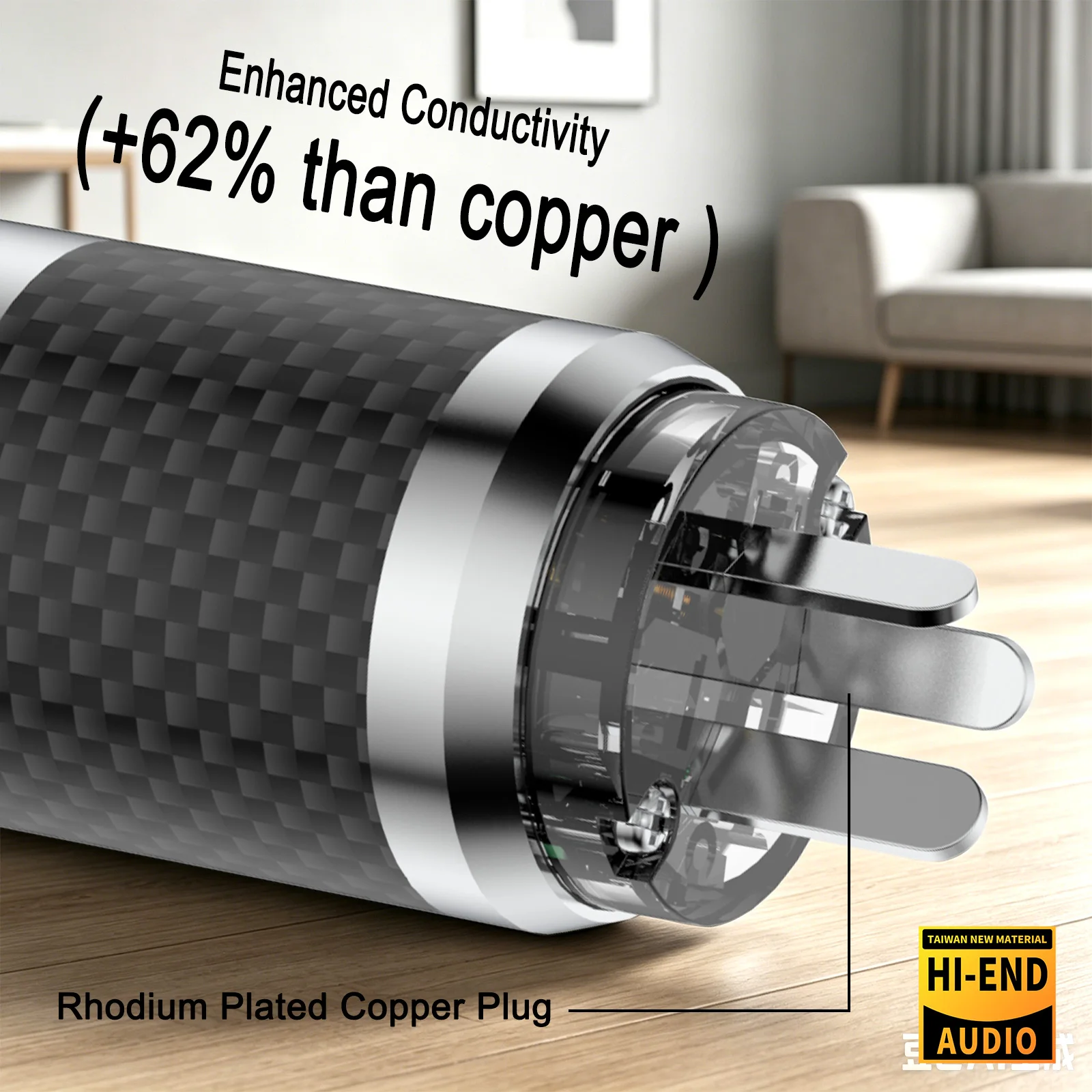 HiFi Audiophile AC Power Cable Silver Plated OFC Carbon Fiber Rhodium Power Cord EU US AU Plug IEC C13 for Amplifier DAC CD