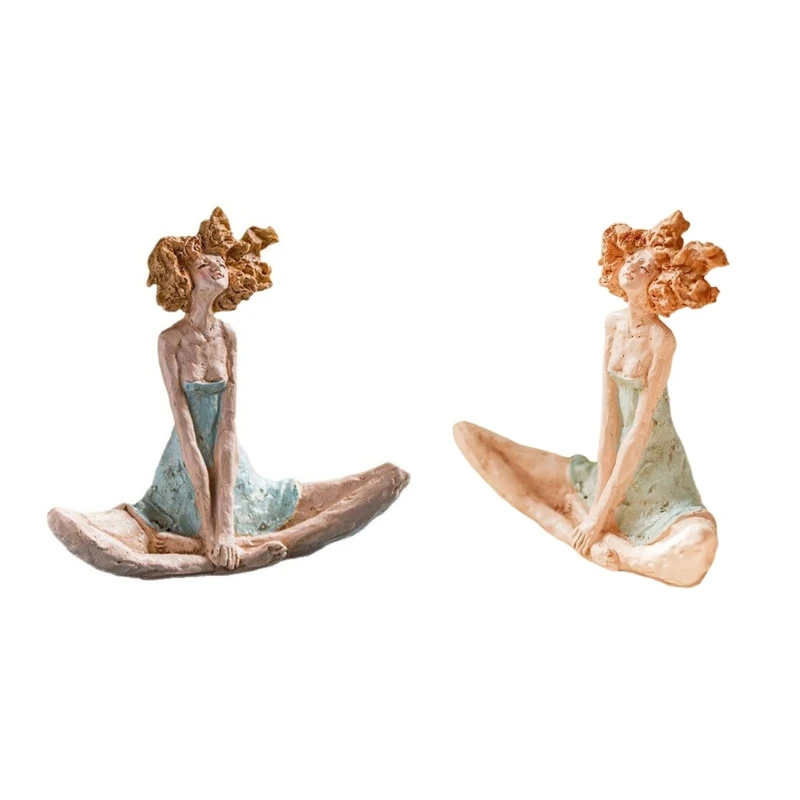 Sitzendes Mädchen aus Kunstharz, Deko-Figur für Schlafzimmer, Eingangsbereich, 3 x – Detail 1
