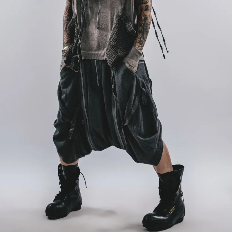 HKSH Spring Summer New Men Tide Chic Ins Punk Deconstructed Design Capris Waste Land Style Shorts Loose Crotch Pants Y2K HK24576