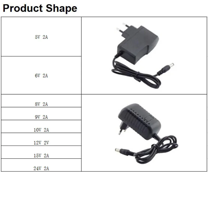 AC 110-240V to DC 5/6V 8V 9V 10V 12V 15V 24V 2A Power Adapter Charger Adaptor Supply Universal For LED Light Strip CCTV Camera C