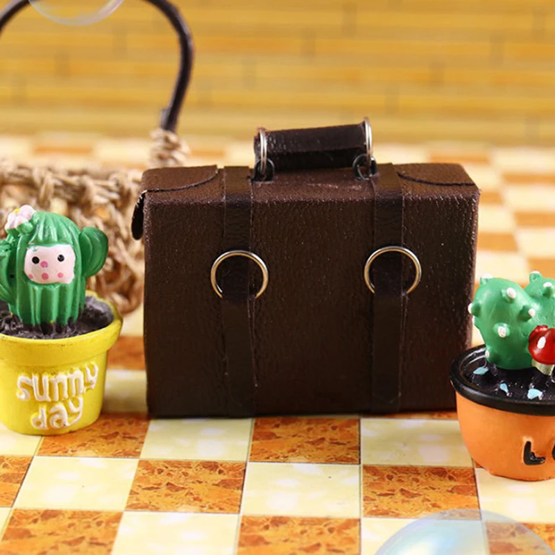 Maleta de Cuero en Miniatura para Casa de Muñecas, Modelo de Maleta Vintage de Simulación, Decoración para Casa de Muñecas, Accesorios de Juguete, Regalo