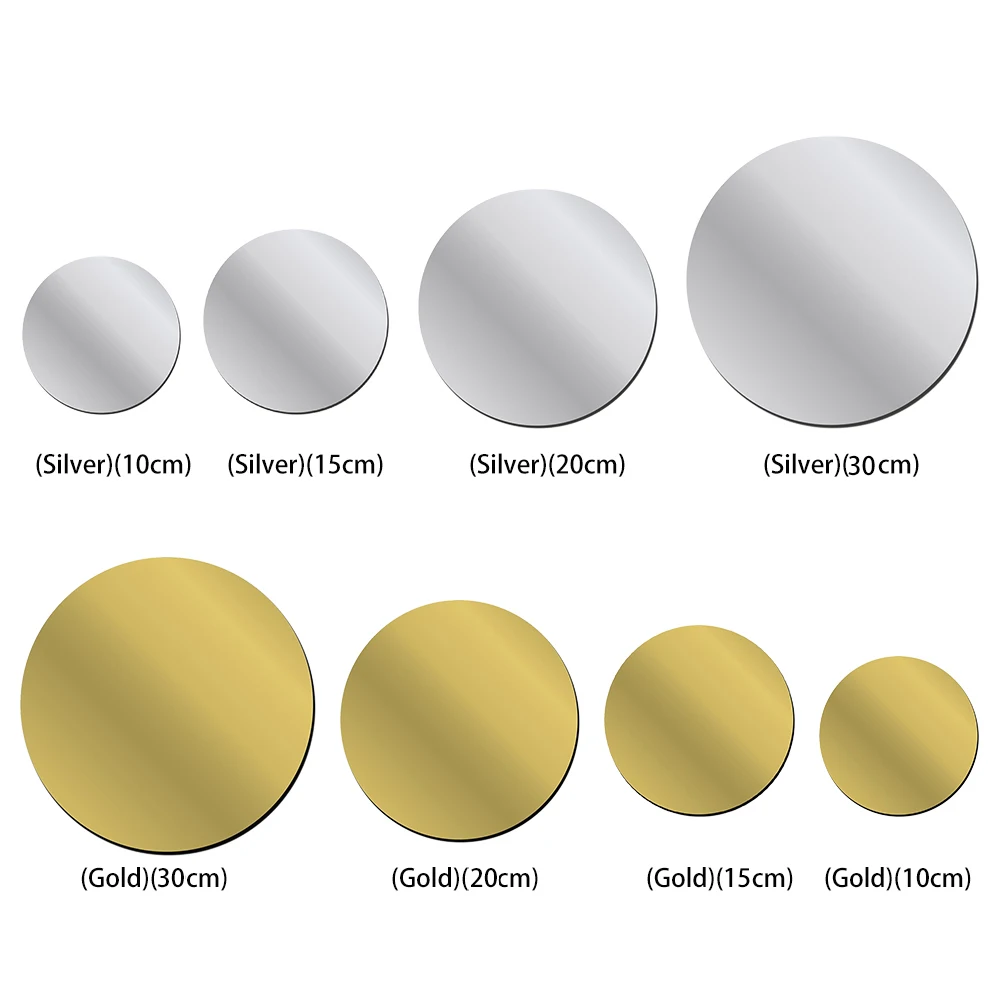 Round Mirror Self Adhesive Acrylic Mirror Stickers Decorative Small Circle Mirror Decals DIY for Home Art Room Bedroom