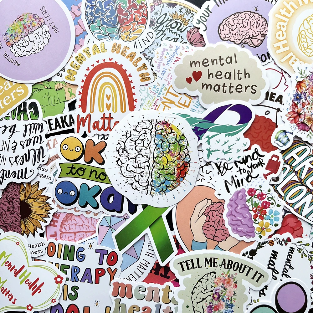 50pcs Psychological Health Stickers Waterproof Skateboard Travel Decal Motorcycles Phone Laptop Luggage Sticker