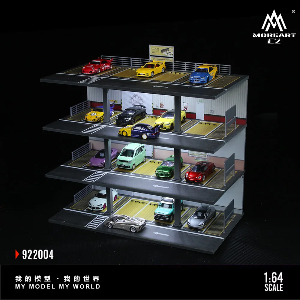 TimeMicro+MoreArt 1:64 Auto-Dioramen Parkplatz mit LED-Beleuchtung Fahrzeug-Display Sammlerstück Ausstellungsstück Verbindungsstück Automodell-Display – Detail 3