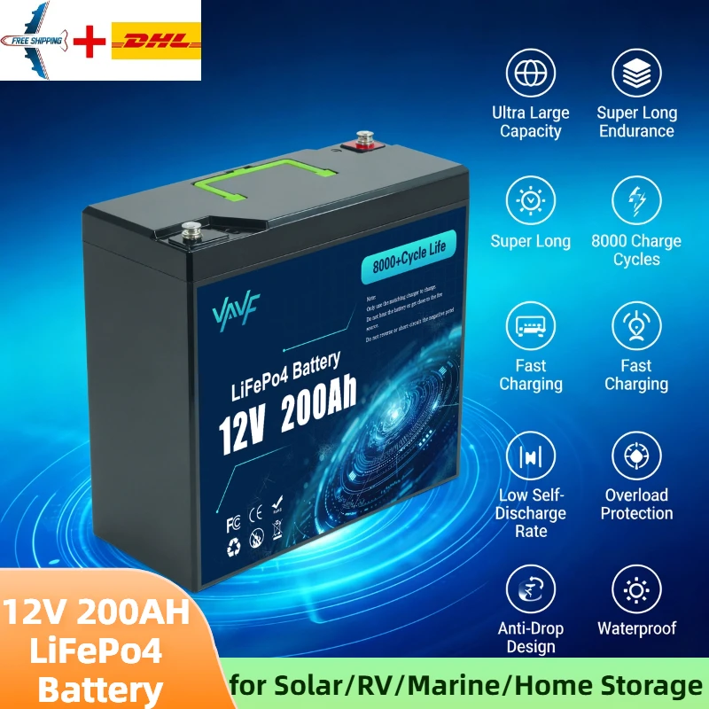 

12В Аккумулятор LiFePO4 14 Ач с BMS, 2000+ циклов, для хранения солнечной энергии Путешествия на автодомах, лодках, внедорожные приключения и автономные дома