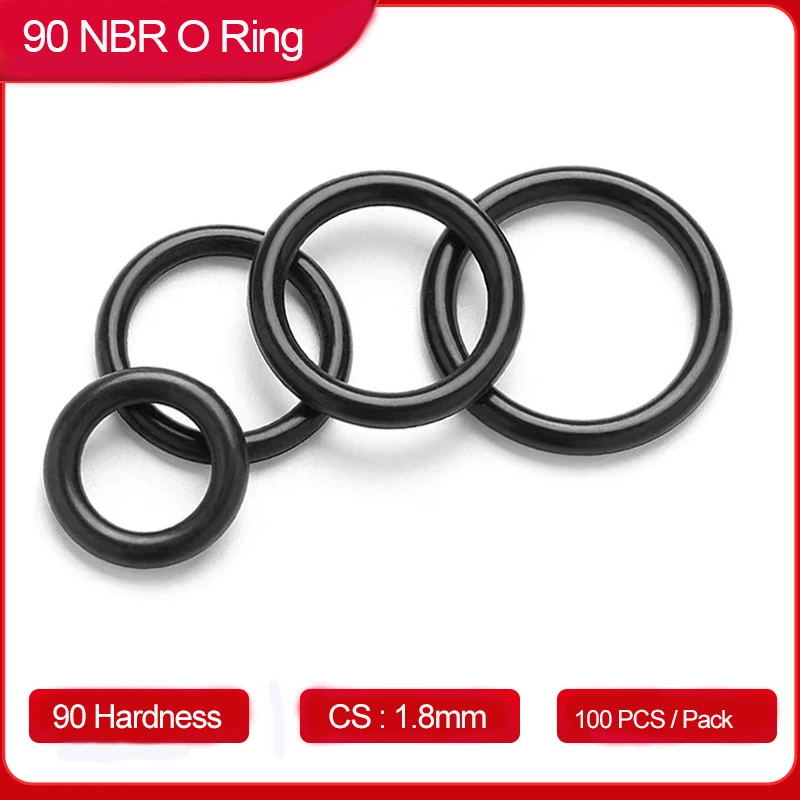 CS 1.8mm,90 Shore hardness Nitrile sealing O Ring, NBR O-ring, high pressure resistance, wear resistance, 100 pieces per pack