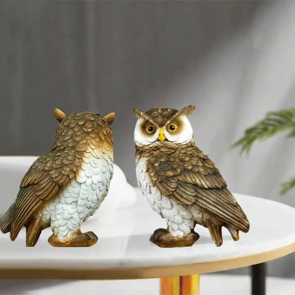 

Cute Resin Owl Statue Vivid Simulated Animal Sculpture Creative Bird Miniature Figurine Cabinet