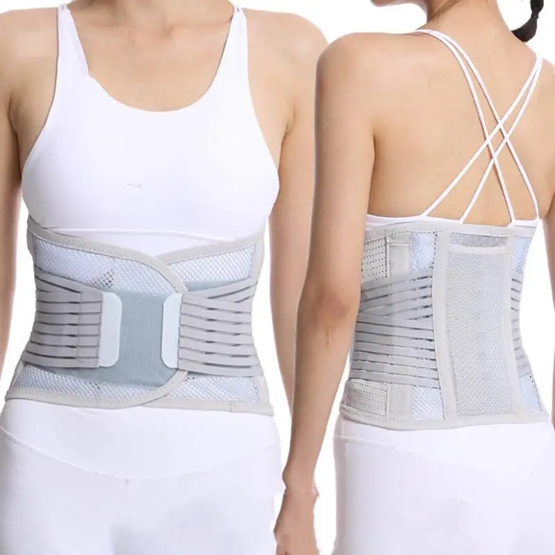 Lumbar Support Waist Belt with 3 Removable Pads Breathable Back Spine Support Corset for Disc Herniation Pain Relief Men Women