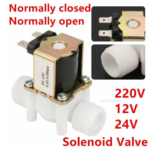 Válvula Solenoide de rosca macho de 1/2 ""y 3/4"", CA 220V CC 12V 24V, interruptor controlador de válvula de Control de agua normalmente cerrado normalmente abierto