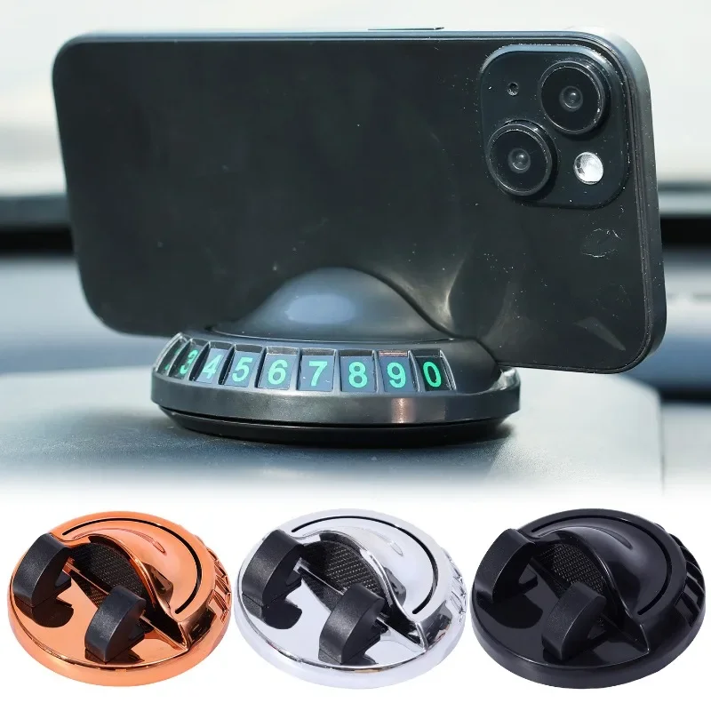 

2 in 1Parking Number Plate Phone Holder 360° Rotatable Multifunctional Car Center Console Luminous Number Plate Phone Bracket