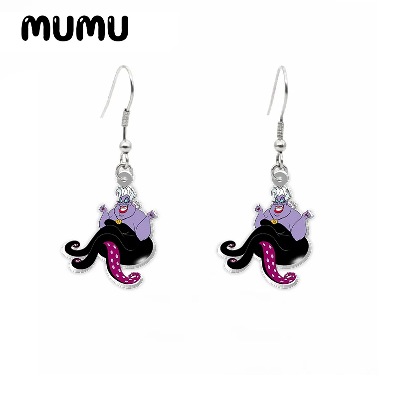 2024 New Little Mermaid Dangle Earring Ariel Acrylic Earrings Handmade Jewelry Epoxy Resin Fish Hook Earring