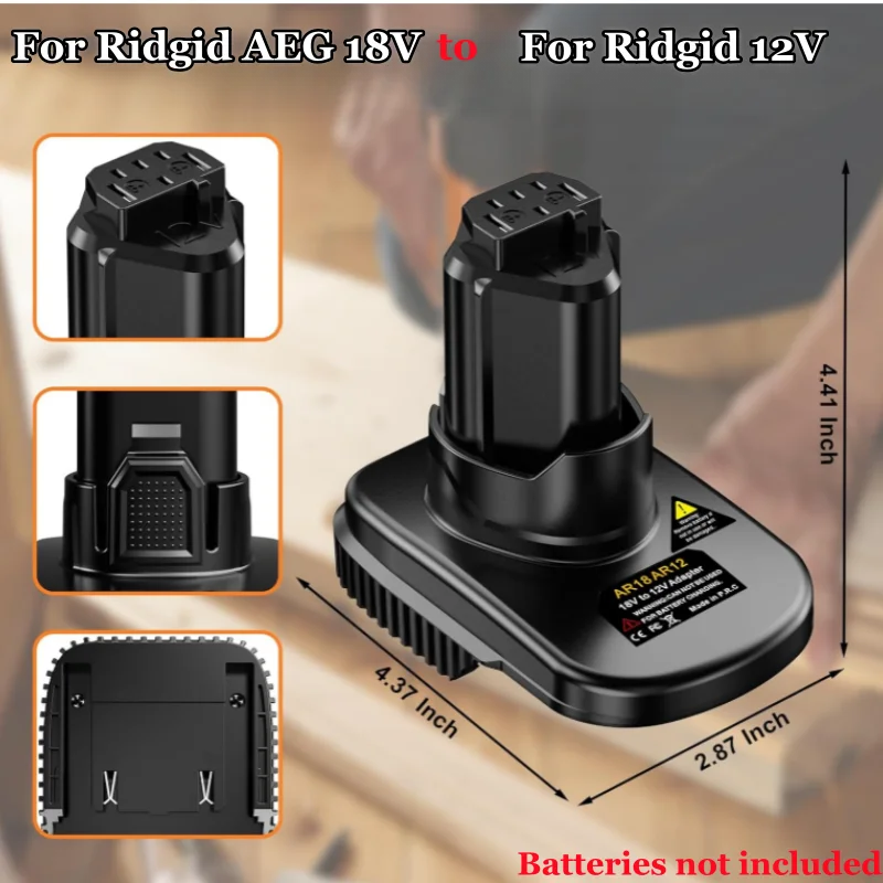 

Tool battery adapter for Ridgid AEG 18V lithium battery, can be converted to use for Ridgid 12V lithium battery tools